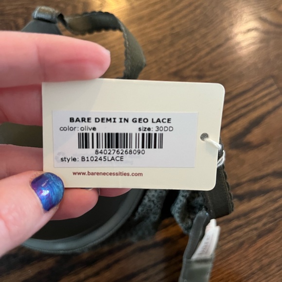 NEW Bare Necessities size 30DD geo lace moulded cup bra in olive - Picture 6 of 8